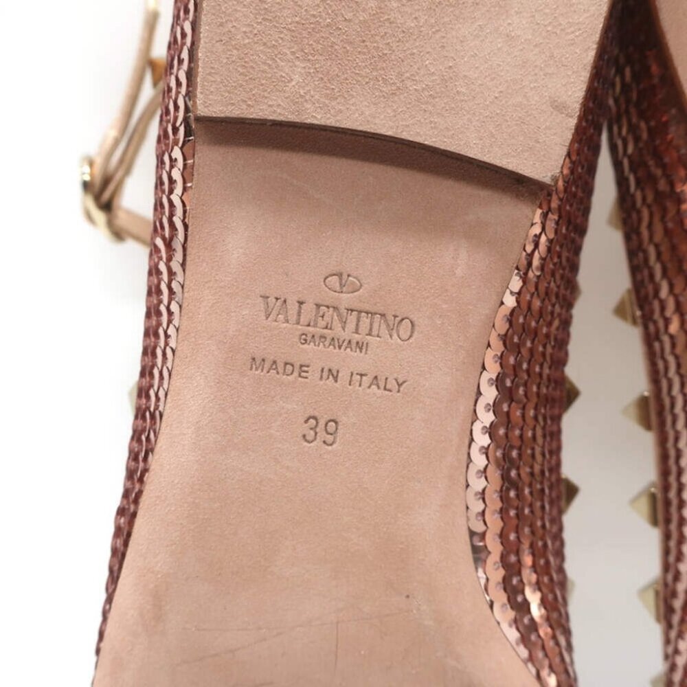 Valentino Sequin Rockstud Caged Ballet Flats Metallic Rose Gold Size 39 NEW - Picture 11 of 11
